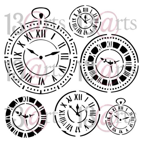 Stencil Clocks - Back in Time, 15x15 cm thickness 1 mm