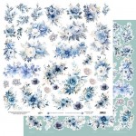 Double-sided paper 30,5x30,5 cm In Frosty Colors – Flowers– extras to cut, mirror print, 250 gsm (1 sheet)