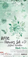 Basic Flowers Set 5, Mint, extras to cut, 15,5x30,5cm, mirror print (18 sheets, 6 designs, 3x6 double-sided sheets + bonus design on the cover, 250g)