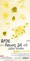 Basic Flowers Set 6, Yellow, extras to cut, 15,5x30,5cm, mirror print (18 sheets, 6 designs, 3x6 double-sided sheets + bonus design on the cover, 250g)