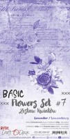 Basic Flowers Set 7, Lavender, extras to cut, 15,5x30,5cm, mirror print (18 sheets, 6 designs, 3x6 double-sided sheets + bonus design on the cover, 250g)
