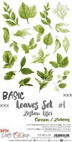 Basic Leaves Set 1, Green, extras to cut, 15,5x30,5cm, mirror print (18 sheets, 6 designs, 3x6 double-sided sheets + bonus design on the cover, 250g)