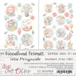 Digi Label Set -Woodland Friends, 15,5x30,5cm (6 sheets, 2 designs, 3x2 one-sided sheets, 250g)