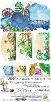 Junk Journal Set Creative Young - Dino Adventures, 15,5x30,5cm, 250 gsm (12 sheets, 6 designs, 2x6 double-sided sheets + bonus design on the cover)