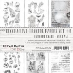 Tracing Papers Set 4 Mixed Media, 15,5x30,5cm, 190 gsm (6 one-sided sheets, 6 designs, black print)
