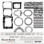 Tracing Papers Set 15 Universal - Frames & Borders, Mixed Media, 15,5x30,5cm, 190 gsm (3 one-sided sheets, 3 designs, black print)