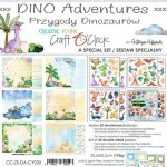 Special Paper Collection Set 20,3x20,3cm Creative Young - Dino Adventures, 190 gsm (32 sheets: 2x6 double-sided sheets, 2x3 extras to cut PRE-CUT, 2x1 extras to cut , bonus design 4 sheets, 2 designs)