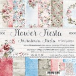 Paper Collection Set 20,3x20,3cm Flower Fiesta, 190 gsm (24 sheets, 12 designs, 4x6 double-sided sheets + bonus design on the cover)
