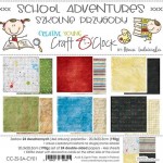 Paper Collection Set 20,3x20,3cm Creative Young - School Adventures, 190 gsm (24 sheets, 12 designs, 4x6 double-sided sheets + bonus design on the cover)