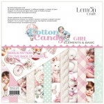 Paper Pad Cotton Candy - Elements and Basic – Girl, 20,3x20,3cm, 250 gsm (18 sheets, 12 designs, 3x6 double-sided sheets + bonus design on the cover)