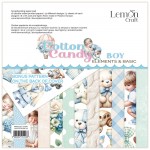 Paper Pad Cotton Candy - Elements and Basic – Boy, 20,3x20,3cm, 250 gsm (18 sheets, 12 designs, 3x6 double-sided sheets + bonus design on the cover)
