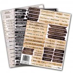 Set of paper stickers - universal inscriptions in English (3 sheets, 20x15 cm)