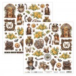 Double-sided paper 30,5x30,5cm Steampunk Journey – 07, elements to cut, mirror/pop-up print, 190 gsm (1 sheet)
