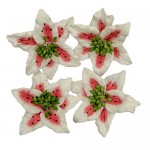 Handmade mulberry Lily, dia ~5cm, 4 pcs, WHITE-RED