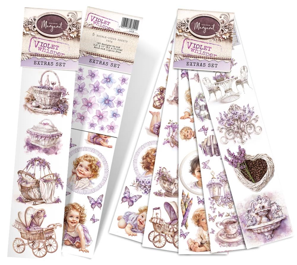 Extras Set 30,5x6,5cm Violet Whisper, 240 gsm (5 double-sided sheets)