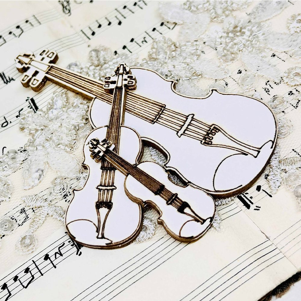 Chipboard Violin set, Behind Closed Doors, 10cm; 6,5cm; 5cm