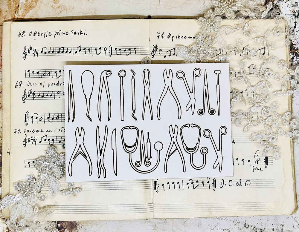 Chipboard Medical Tools set, Behind Closed Doors, 19 pcs