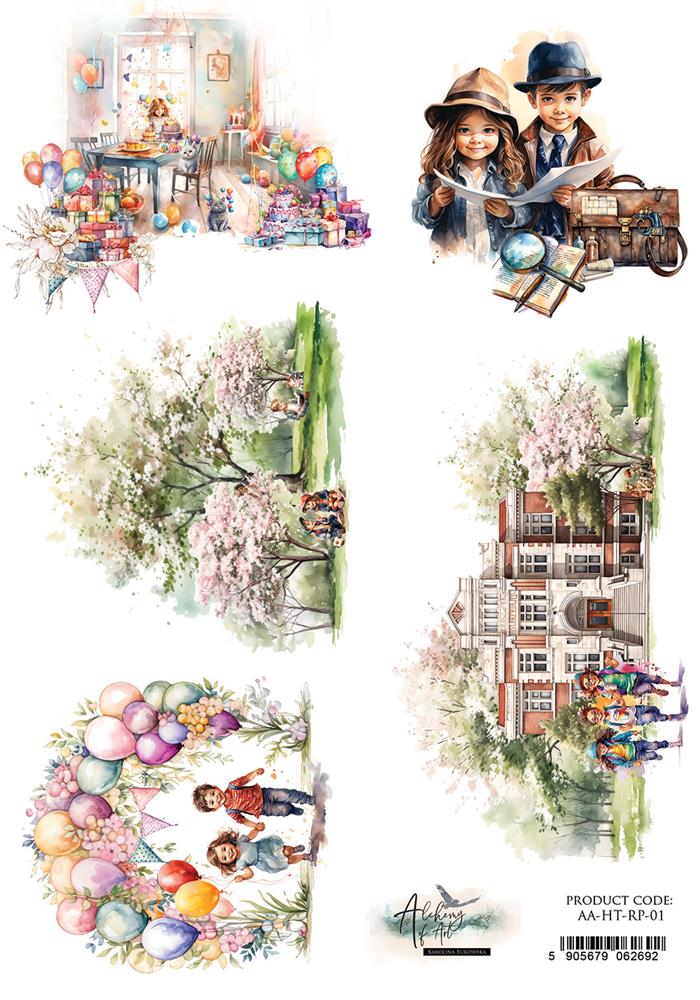 Rice paper 1, Happy Time, A4 (21x29,7cm) 25-30g Rice paper 1, Happy Time, A4 (21x29,7cm) 25-30g