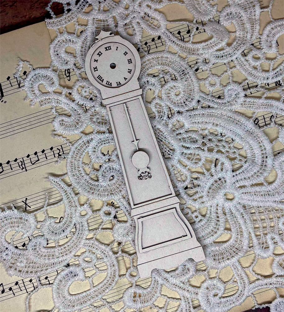 Chipboard Clock, In the Library, 17x12,5cm, 2 layers Chipboard Clock, In the Library, 17x12,5cm, 2 layers