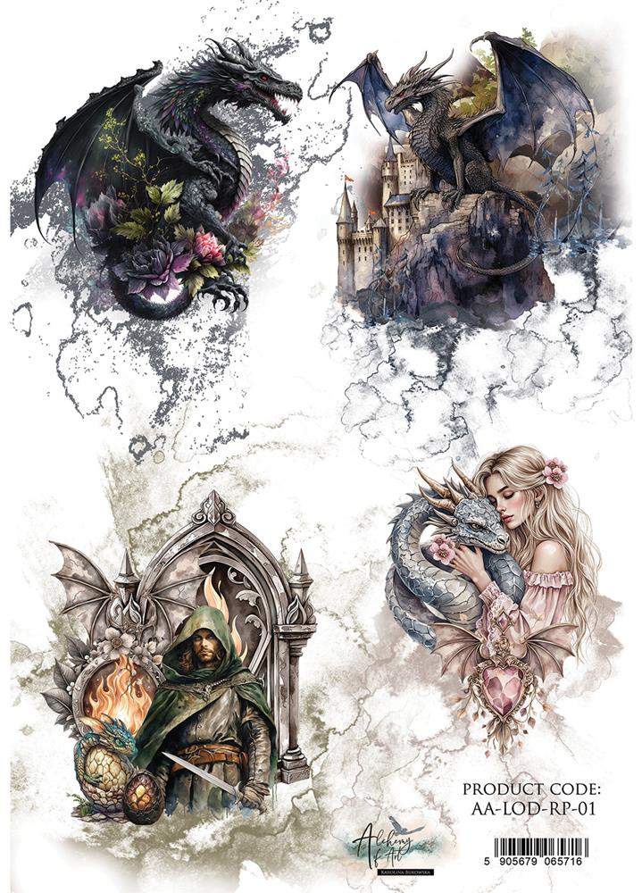 Rice paper 1, The Legends Of The Dragons, A4 (21x29,7cm) 25-30g