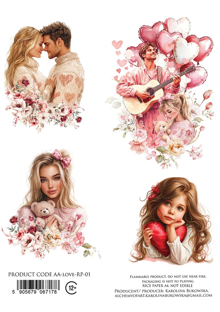 Rice paper Love, In Silence, A4 (21x29,7cm) 25-30g