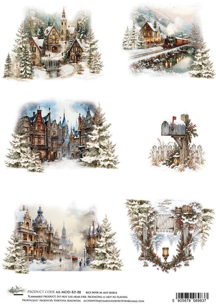 Rice paper 8, The Magic of December, A4 (21x29,7cm) 25-30g Rice paper 8, The Magic of December, A4 (21x29,7cm) 25-30g