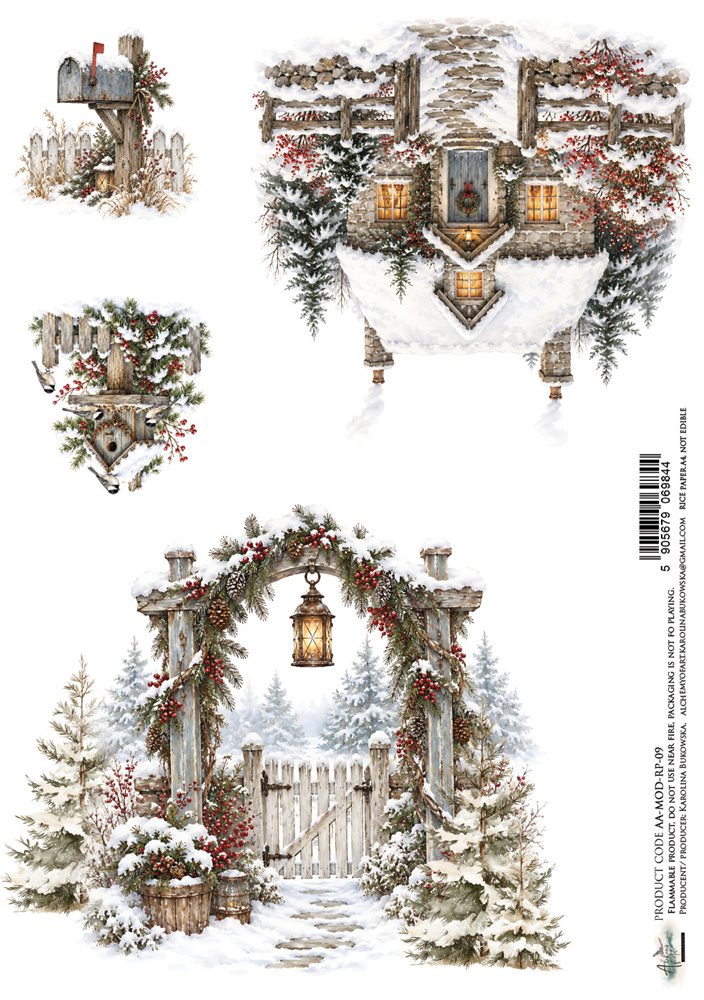 Rice paper 9, The Magic of December, A4 (21x29,7cm) 25-30g Rice paper 9, The Magic of December, A4 (21x29,7cm) 25-30g