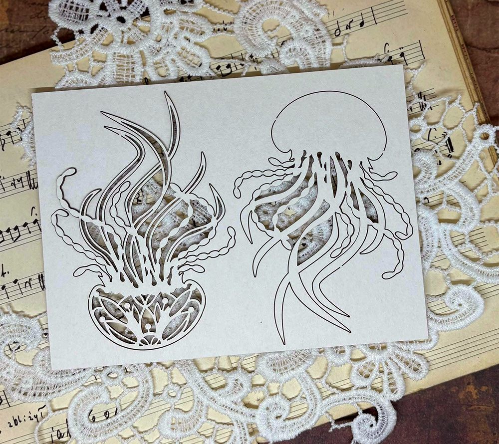 Chipboard Jellyfish, Ocean Blue, 17x12,5cm, 2 layers Chipboard Jellyfish, Ocean Blue, 17x12,5cm, 2 layers
