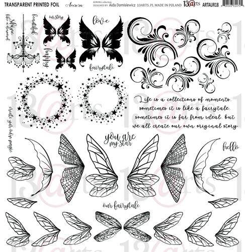 Transparent foil Aurora 30x30x0,25 cm, matte black print (1 sheet)