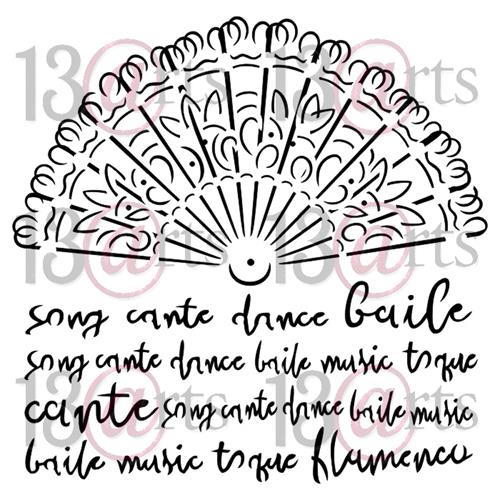 Stencil Spanish Fan - Carmen, 15x15 cm thickness 1 mm