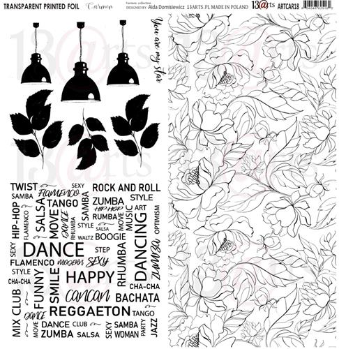 Transparent foil Carmen 30x30x0,25 cm, matte black print (1 sheet)