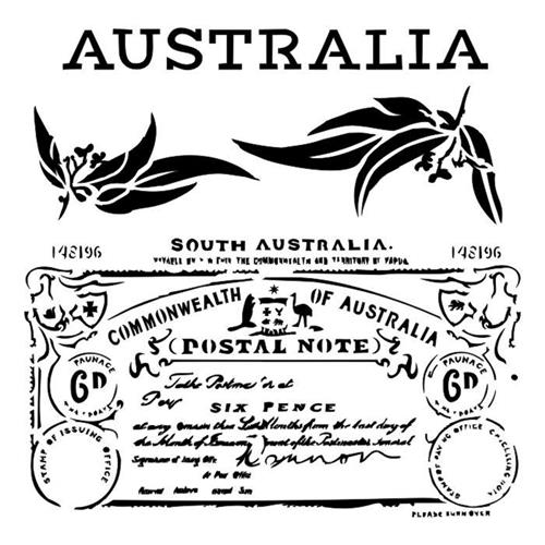 Stencil Australia - Down Under, 15x15 cm thickness 1 mm Stencil Australia - Down Under, 15x15 cm thickness 1 mm