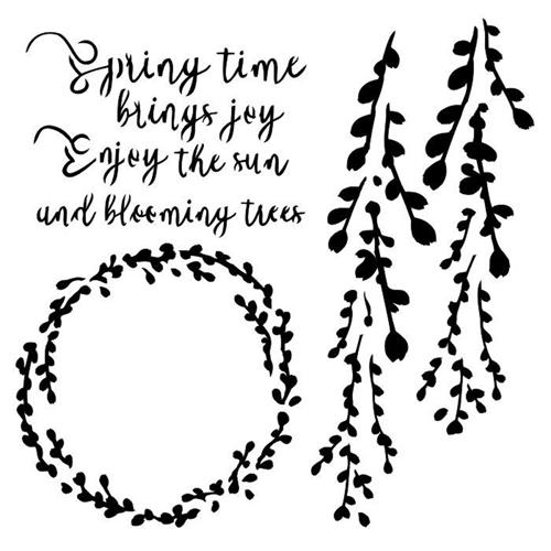 Stencil Springtime - Pastel Spring, 15x15 cm thickness 1 mm