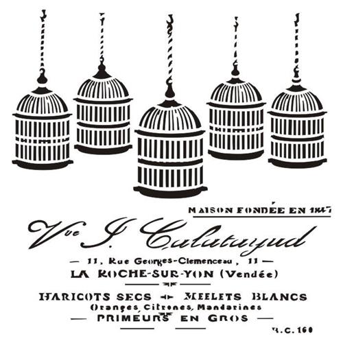 Stencil Bird Cages - Rosalie, 15x15 cm thickness 1 mm