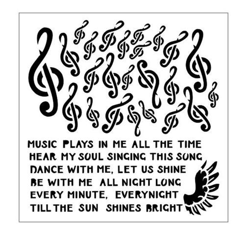 Stencil Treble Clefs- Aria Story , 15x15 cm thickness 1 mm