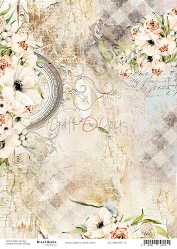 Rice paper A4 (21x29,7cm) Blooming Retreat 1, Mixed Media, 25/30g