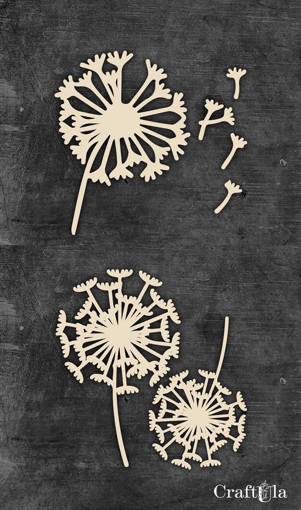 Set of Chipboard Dandelions (3 pcs, approx. 8,5x0,4x0,15cm) Set of Chipboard Dandelions (3 pcs, approx. 8,5x0,4x0,15cm)