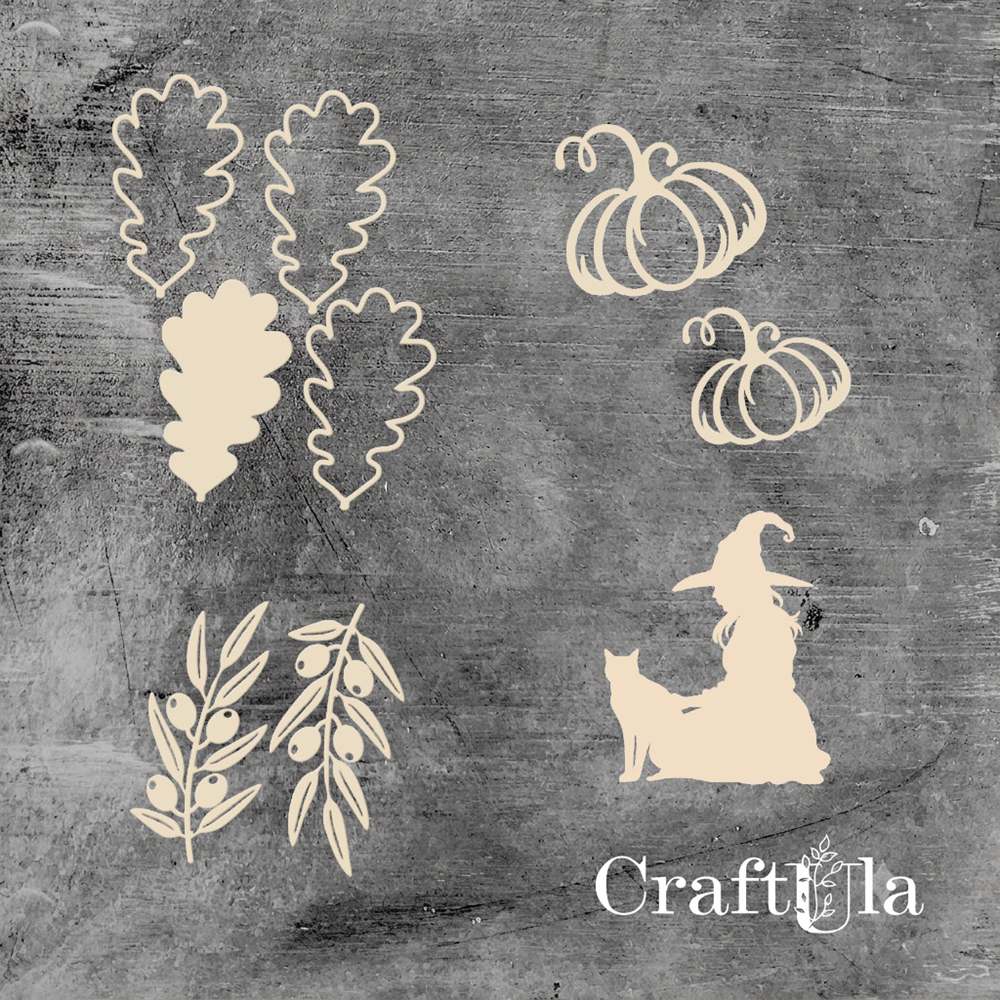 Set of Chipboard the Witch with a shaker 2 ( largest 8x5x0,15cm) Set of Chipboard the Witch with a shaker 2 ( largest 8x5x0,15cm)