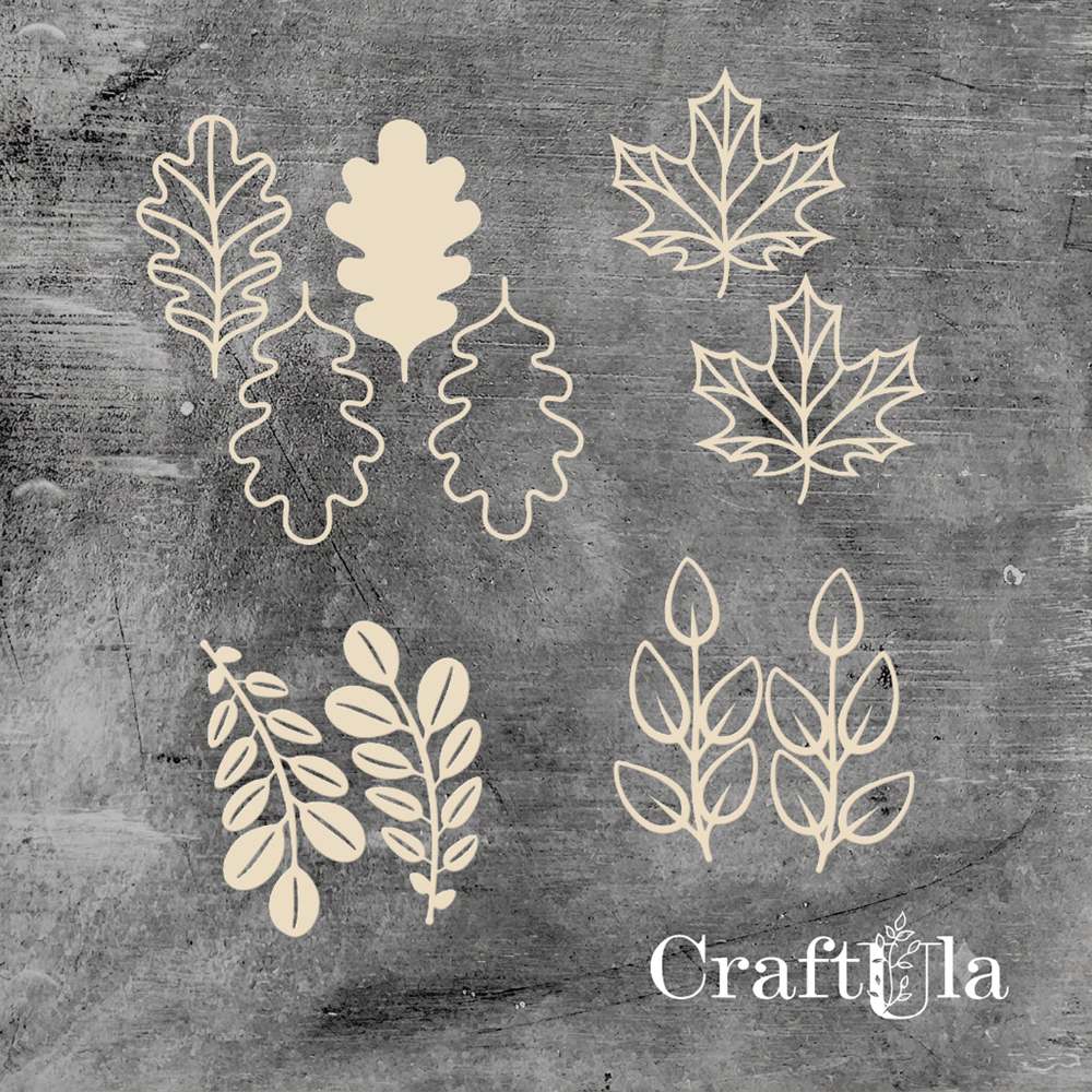Set of Chipboard Leaves with a shaker 2 ( largest 8,6x6x0,15cm) Set of Chipboard Leaves with a shaker 2 ( largest 8,6x6x0,15cm)