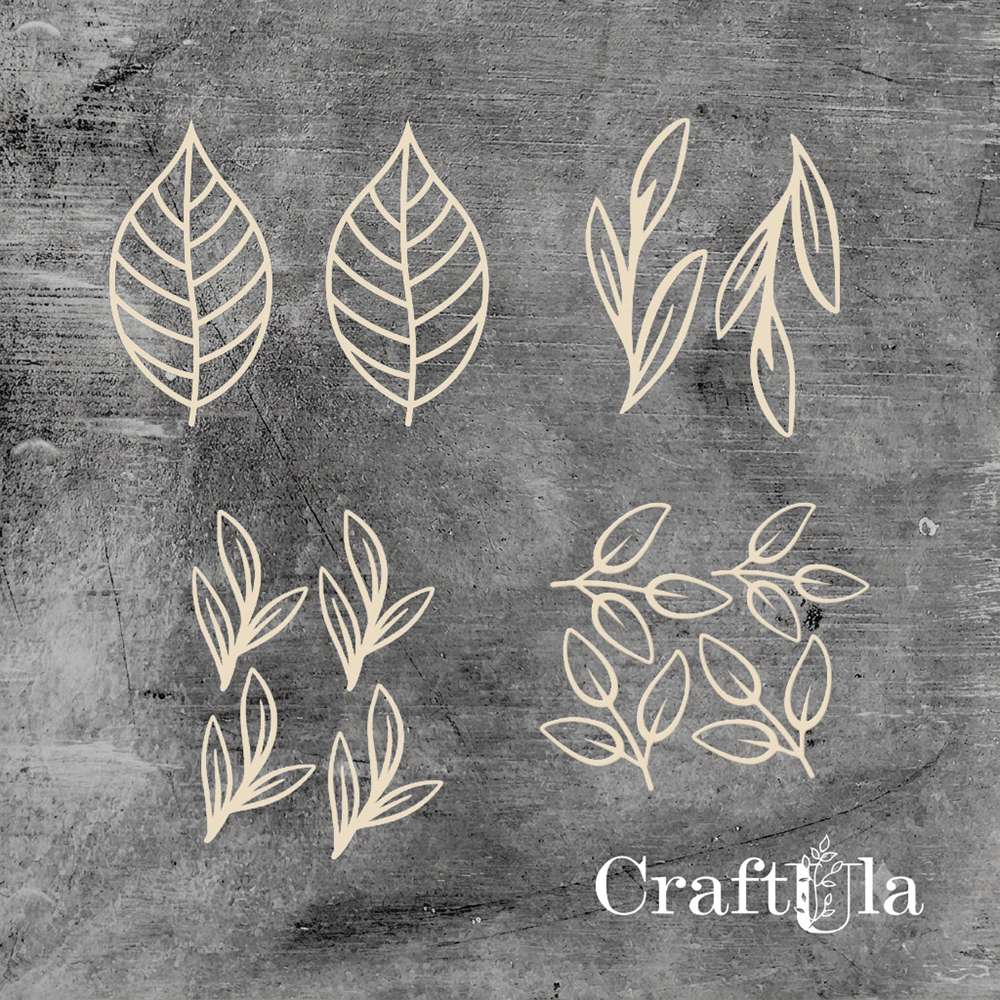 Set of Chipboard Leaves ( largest 8x3,5x0,15cm)
