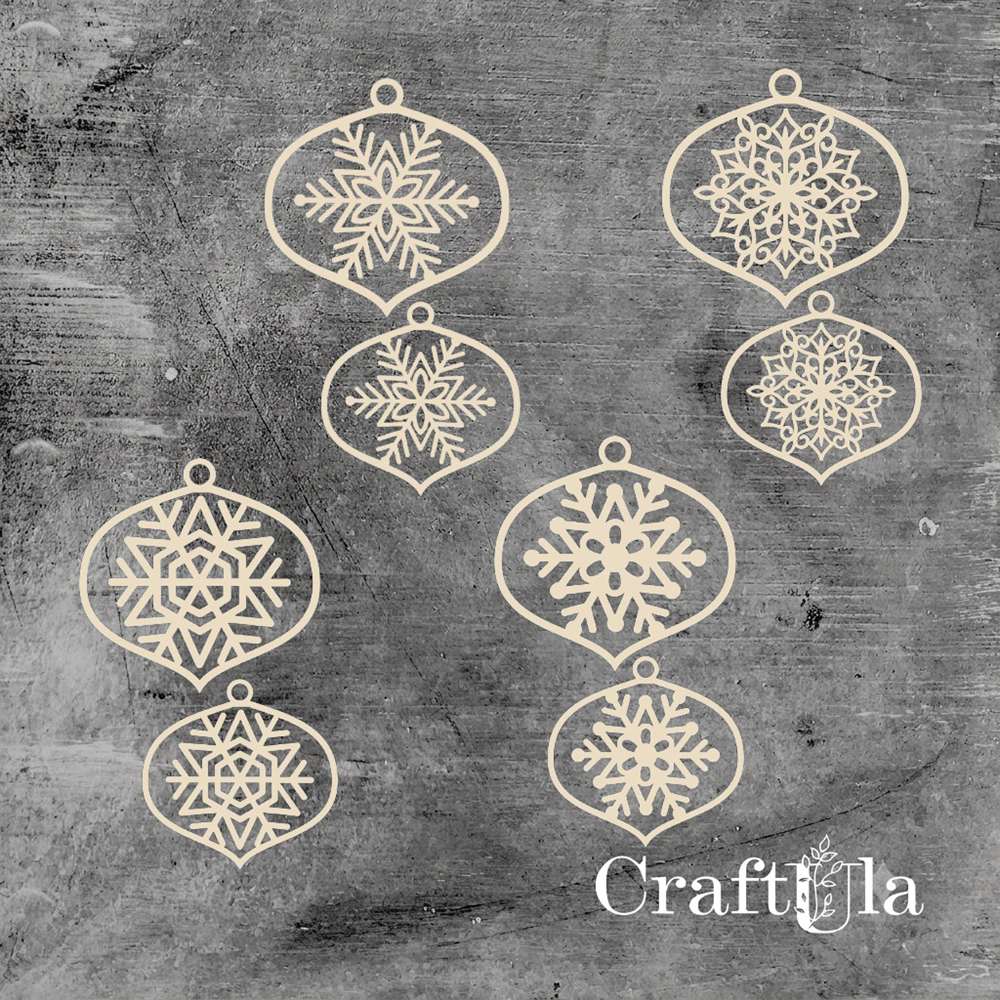 Set of Chipboard Christamas Baubles 0855 (largest 8x8x0,15cm) Set of Chipboard Christamas Baubles 0855 (largest 8x8x0,15cm)