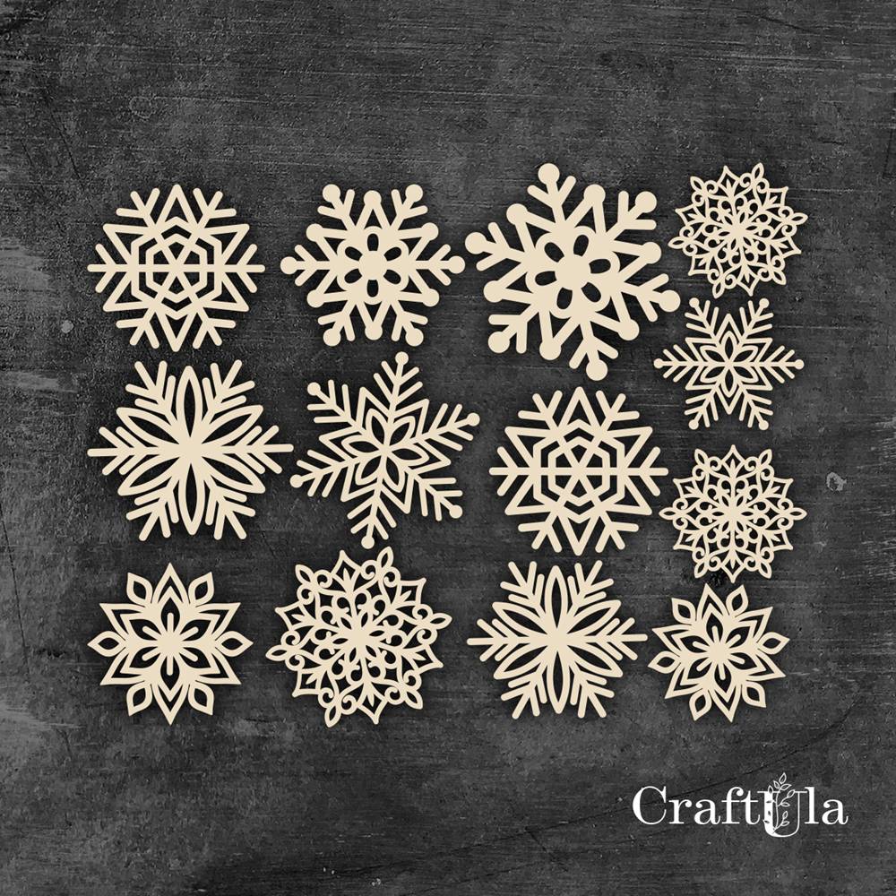 Set of Chipboard Snowflakes 0863 (dia 3,5cm each) Set of Chipboard Snowflakes 0863 (dia 3,5cm each)