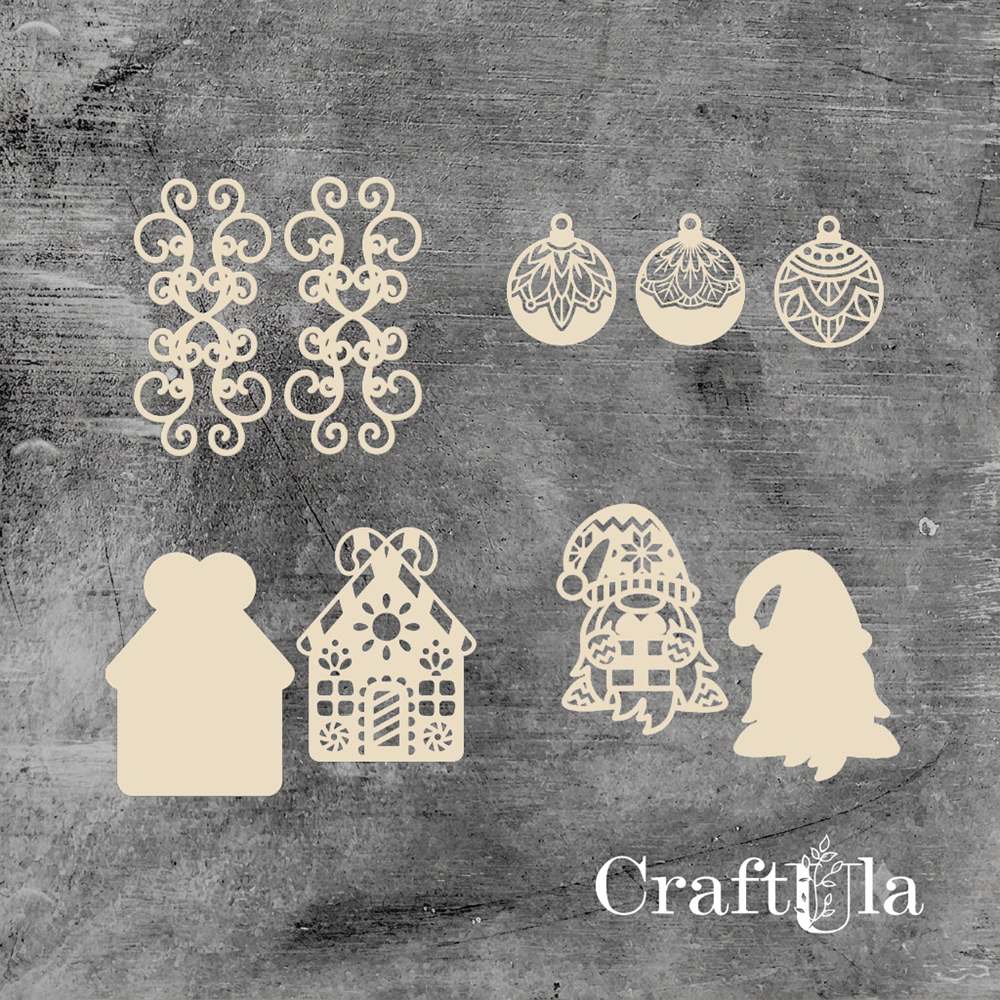 Set of Chipboard Christmas 0953 (largest 7x4x0,15cm) Set of Chipboard Christmas 0953 (largest 7x4x0,15cm)
