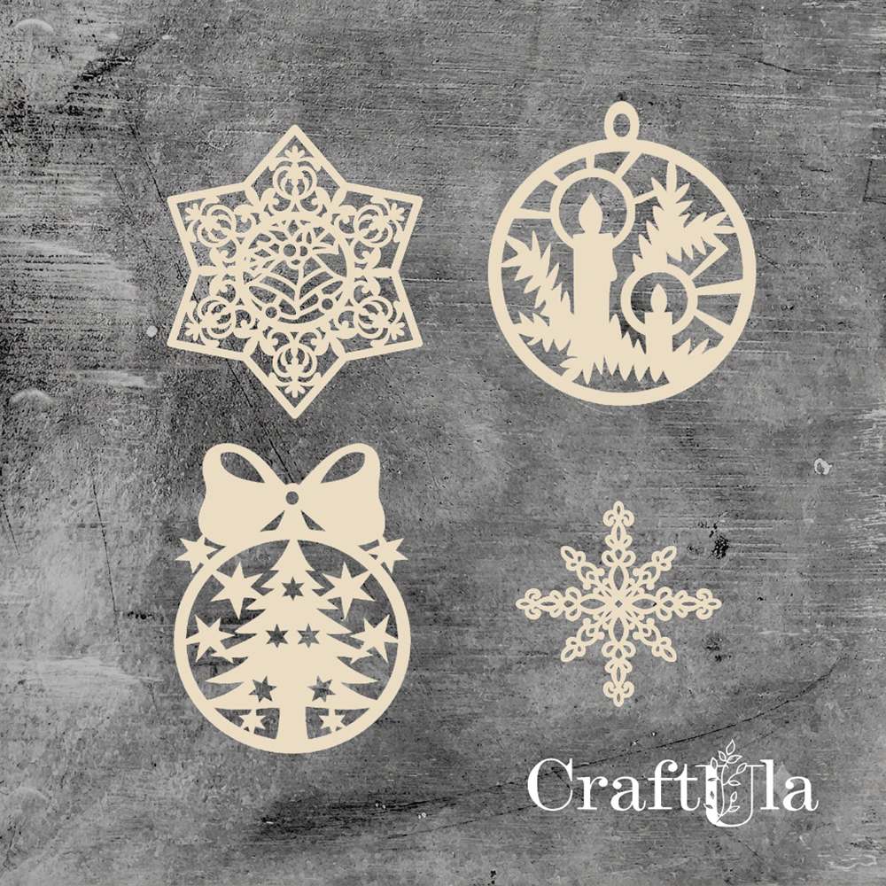 Set of Chipboard Christmas 0963 (around 9x9x0,15cm each)