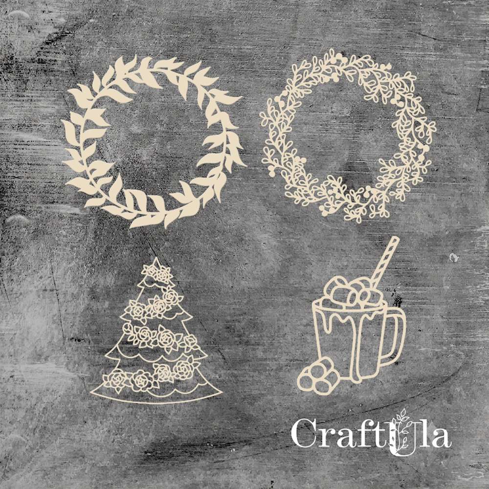 Set of Chipboard Christmas 1258 (height/lenght around 9,5-8,5cm each) Set of Chipboard Christmas 1258 (height/lenght around 9,5-8,5cm each)