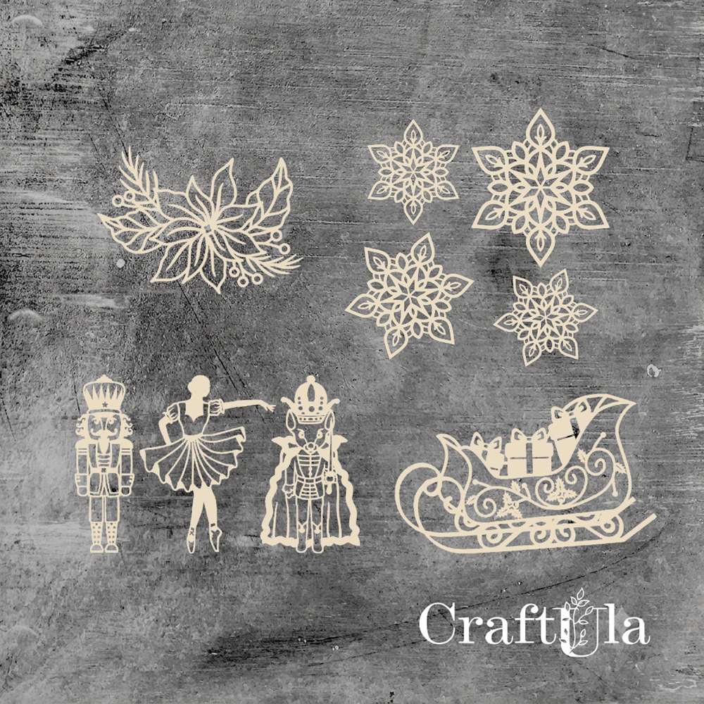 Set of Chipboard Christmas 1290 (height/lenght around 7,5-7cm each) Set of Chipboard Christmas 1290 (height/lenght around 7,5-7cm each)