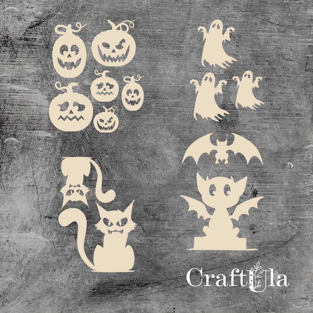 Set of Chipboard the Halloween 1 ( largest 6x6x0,15cm) Set of Chipboard the Halloween 1 ( largest 6x6x0,15cm)