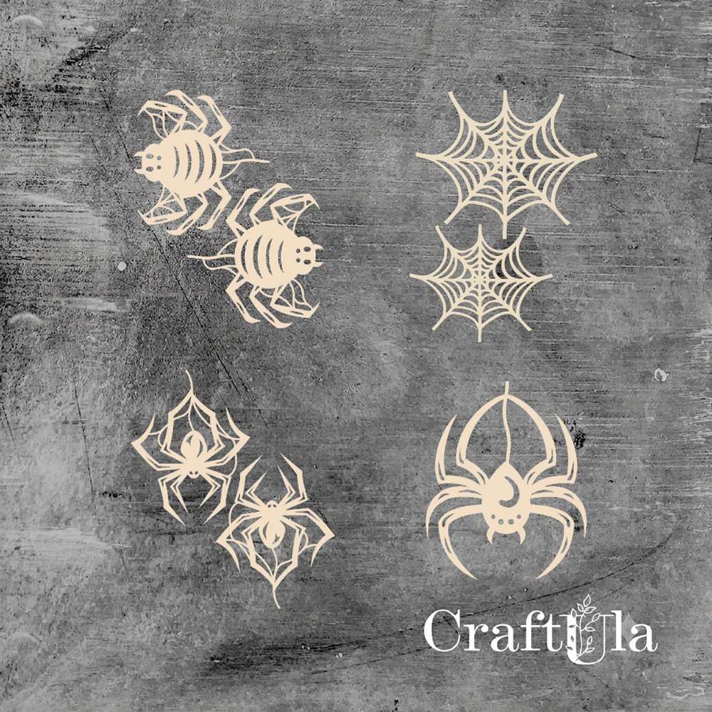 Set of Chipboard the Spiders 1 ( largest 7x5,5x0,15cm)