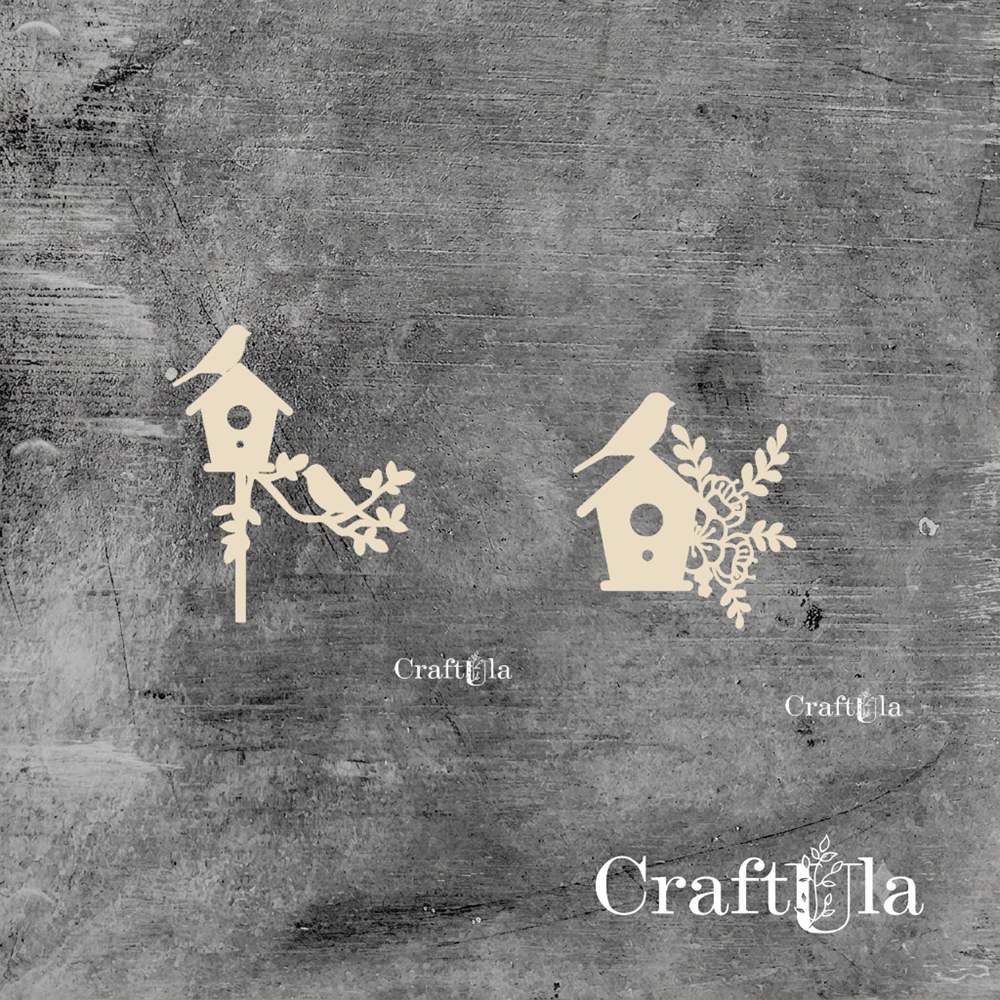 Set of Chipboard Birdhouses (2 pcs, 7x6x0,15cm each)