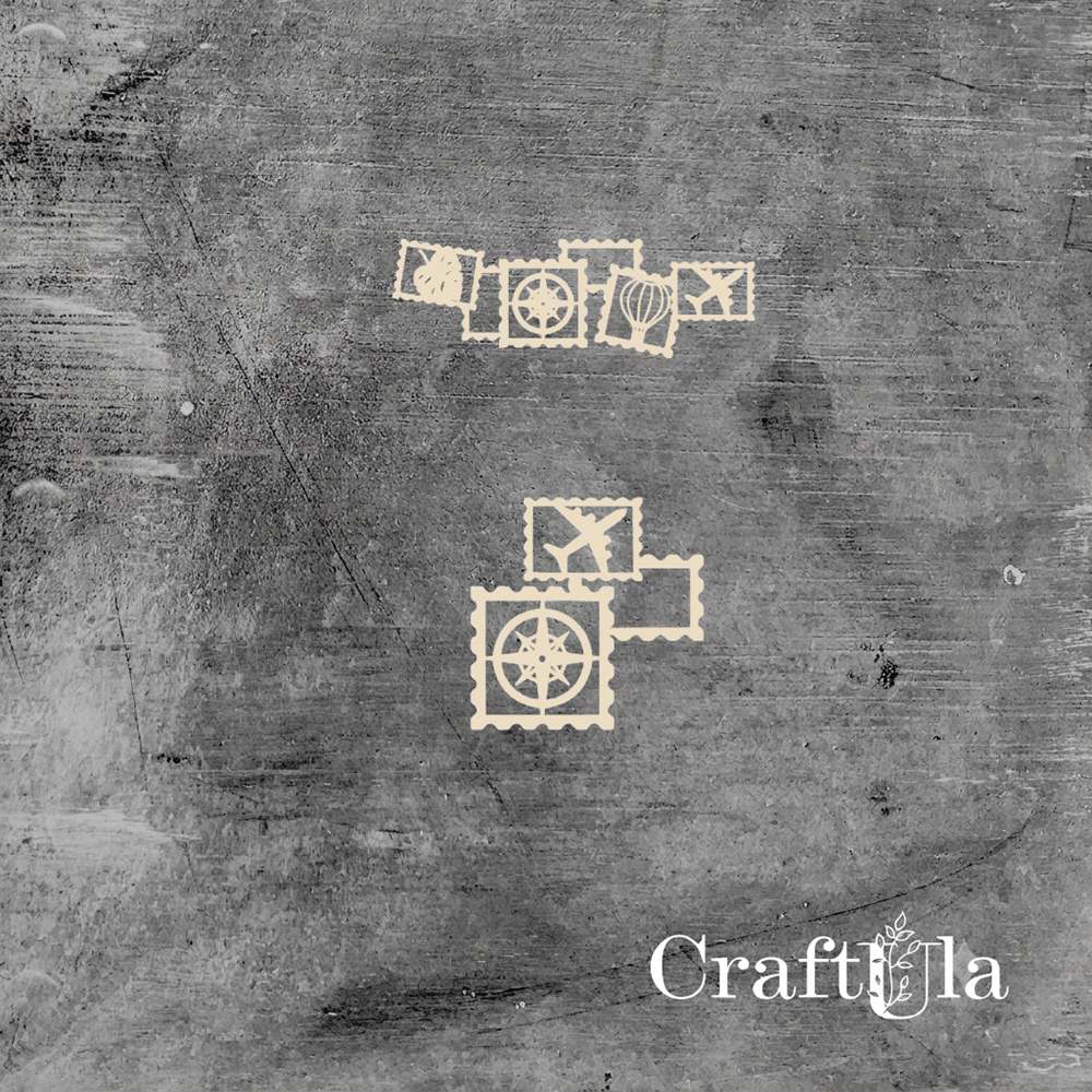 Set of Chipboard Post Stamps (2 pcs, 7x5x0,15cm)